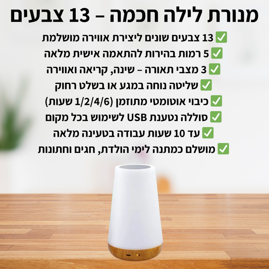 מנורת לילה חכמה – 13 צבעים - delizioso